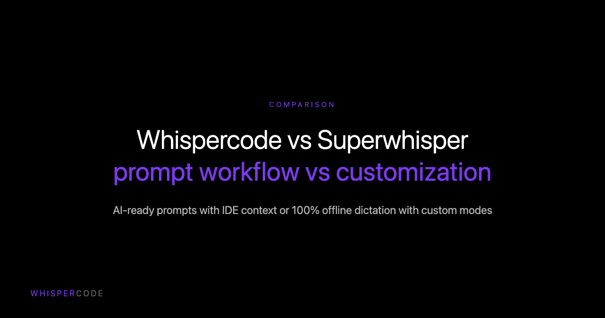 Whispercode vs Superwhisper comparison